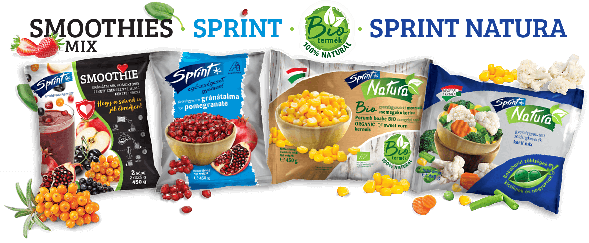 Az Agrosprint Zrt. Sprint Smoothies, Sprint natura, Sprint, Bio Sprint Natura termékei